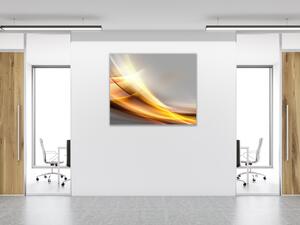 Obraz skleněný čtvercový zlatá vlna a šedý podklad - 40 x 40 cm