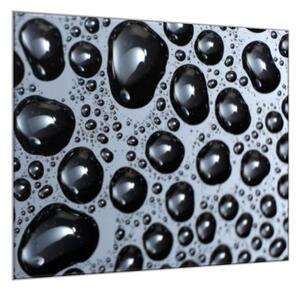 Obraz skleněný čtvercový detail kapky vody na černém - 55 x 55 cm