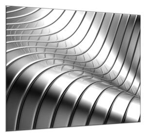 Obraz skleněný čtvercový stříbrné nerezové vlny - 34 x 34 cm