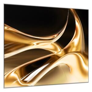Obraz skleněný čtvercový zlatá vlna hnědý podklad - 34 x 34 cm