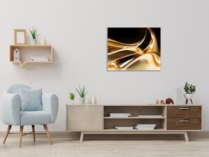 Obraz skleněný čtvercový zlatá vlna hnědý podklad - 40 x 40 cm