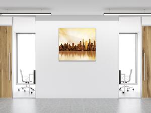 Skleněný obraz čtvercový město západ slunce - 40 x 40 cm