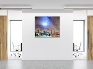 Skleněný obraz čtvercový noční město New York - 40 x 40 cm