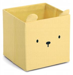 MUŠELÍNOVÝ ÚLOŽNÝ BOX NA HRAČKY KRÁLÍK S UŠIMA 28x28x28 CM ŽLUTÝ