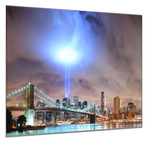 Skleněný obraz čtvercový noční město New York - 40 x 40 cm