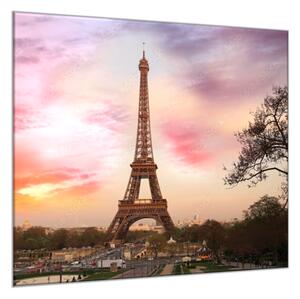 Skleněný obraz na stěnu Eiffelová věž a západ slunce - 34 x 34 cm