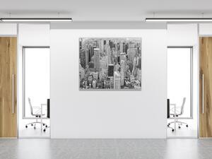 Skleněný obraz čtvercový město New York černo bílý - 40 x 40 cm