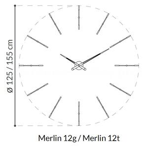 Designové nástěnné hodiny Nomon Merlin Walnut Gold 155cm