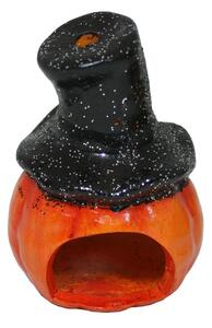 Dekorace svícen dýně v klobouku 14 cm 2000203