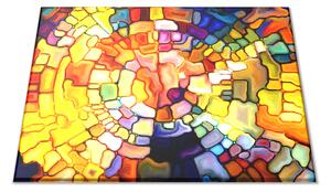 Skleněné prkénko abstraktní iluze barevného skla - 30x20cm