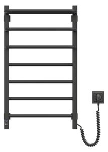 Elektrický sušák na ručníky s termostatem FORTIS 155W 80x48 cm černá pravá