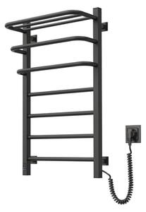 Elektrický sušák na ručníky s termostatem FORTIS 155W 80x48 cm černá pravá