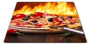Skleněné prkénko pizza s olivami a chilli - 30x20cm