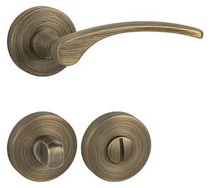 Dveřní kování MP Laura 2 - R (OGS - Bronz česaný matný), klika-klika, Bez spodní rozety, MP OGS (bronz česaný mat)