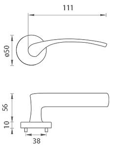 Dveřní kování MP Laura 2 - R (OGS - Bronz česaný matný), klika-klika, Otvor na cylindrickou vložku PZ, MP OGS (bronz česaný mat)