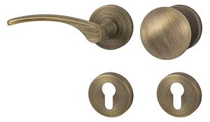 Dveřní kování MP Laura 2 - R (OGS - Bronz česaný matný), klika-klika, Otvor na cylindrickou vložku PZ, MP OGS (bronz česaný mat)