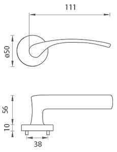 Dveřní kování MP LAURA 2 - R (OLV - Mosaz leštěná lakovaná), klika-klika, Otvor pro obyčejný klíč BB, MP OLV (mosaz leštěná a lakovaná)