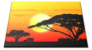 Skleněné prkénko Afrika v západu slunce - 30x20cm