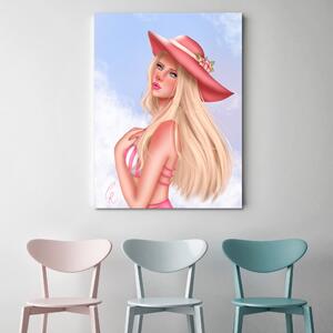Obraz na plátně Blondýnka v růžovém klobouku - Crislainy Reis Silva Rozměry: 40 x 60 cm