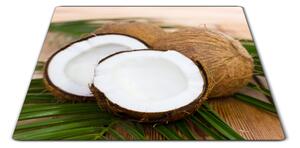 Skleněné prkénko kokos na palmovém listu - 30x20cm
