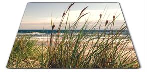 Skleněné prkénko tráva na pláži a moře - 30x20cm