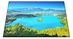 Skleněné prkénko jezero Bled Slovinsko - 30x20cm