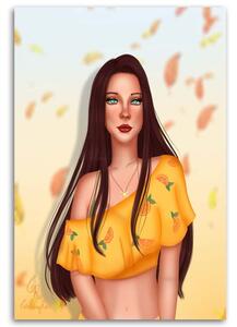 Obraz na plátně Šedovlasá žena ve žlutém tričku - Crislainy Reis Silva Rozměry: 40 x 60 cm