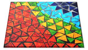 Skleněné prkénko barevná abstraktní mozaika - 30x20cm