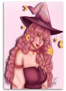 Obraz na plátně Růžová čarodějnice - Crislainy Reis Silva Rozměry: 40 x 60 cm