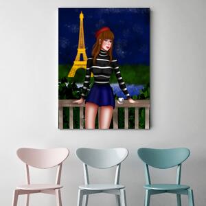 Obraz na plátně Dívka v Paříži - Crislainy Reis Silva Rozměry: 40 x 60 cm
