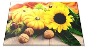 Skleněné prkénko podzimní plody a dekorace - 30x20cm
