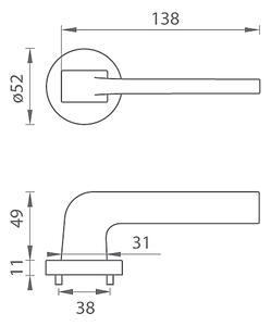 Dveřní kování SUPRA - R 3097 (BS - Černá matná), klika-klika, Bez spodní rozety, MP BS (černá mat)