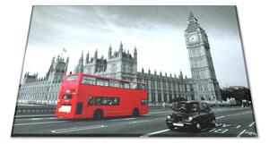 Skleněné prkénko červený Bus v Londýně - 30x20cm