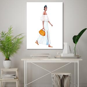 Obraz na plátně Elegantní žena v bílých šatech - Gisele Oliveira Fraga Baretta Rozměry: 40 x 60 cm