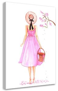 Obraz na plátně Procházka v růžových šatech - Gisele Oliveira Fraga Baretta Rozměry: 40 x 60 cm
