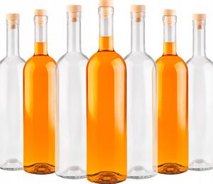 10x SKLENĚNÁ LÁHEV FUTURA 1L 1000ml NA LIKÉRY SVATBA DÁREK + KOREK