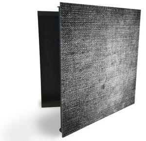 Glasdekor skříňka na klíče - textura černo šedé jeans - Pravé / Černá