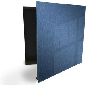 Glasdekor skříňka na klíče - textura modrá tkanina - Pravé / Černá