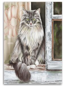 Obraz na plátně Venkovská kočka na parapetu - Svetlana Gracheva Rozměry: 40 x 60 cm