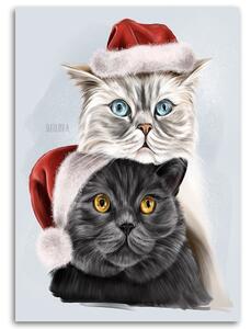 Obraz na plátně Kočky ve vánočních čepicích - Svetlana Gracheva Rozměry: 40 x 60 cm