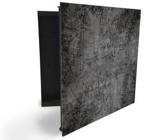 Glasdekor skříňka na klíče - textura tmavě šedý melír - Levé / Černá