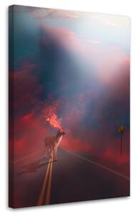 Obraz na plátně Road Street Fire Deer Pink - Bryantama Art Rozměry: 40 x 60 cm