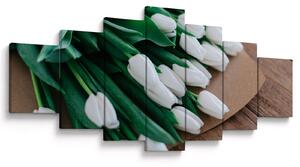 Obraz kytice bílých tulipánů (210x100 cm)
