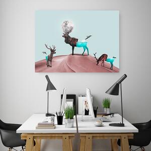 Obraz na plátně Zvířata jelen surrealismus - Bryantama Art Rozměry: 60 x 40 cm