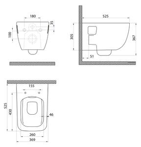 Bruckner - Závěsné WC Rimless WALTER keramika/bílá