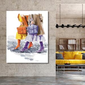 Obraz na plátně Fialová oranžová procházka Móda ženy - Irina Sadykova Rozměry: 40 x 60 cm