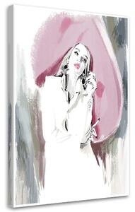 Obraz na plátně Žena v růžovém klobouku - Irina Sadykova Rozměry: 40 x 60 cm