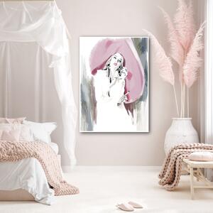 Obraz na plátně Žena v růžovém klobouku - Irina Sadykova Rozměry: 40 x 60 cm
