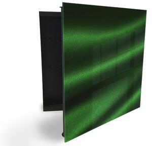 Glasdekor skříňka na klíče - zelená tkanina abstrakce - Levé / Černá