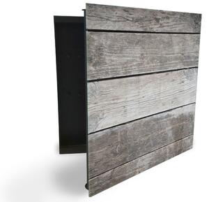 Glasdekor skříňka na klíče - šedé dřevo desky - Levé / Černá